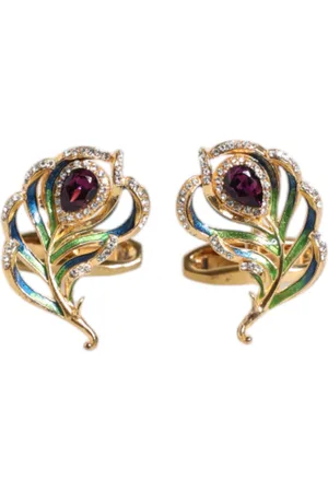 Dolce & Gabbana Multicolor Peacock Feathers 925 Sterling Silver Cufflink