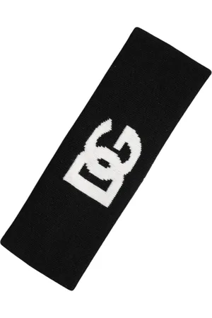Dolce & Gabbana Black White DG Cashmere Knitted Headband Hat
