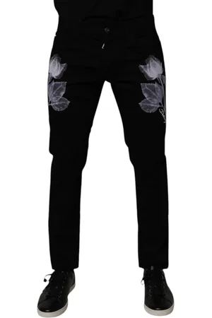 Dolce & Gabbana Floral Cotton Skinny Men Denim Jeans - IT48 | M