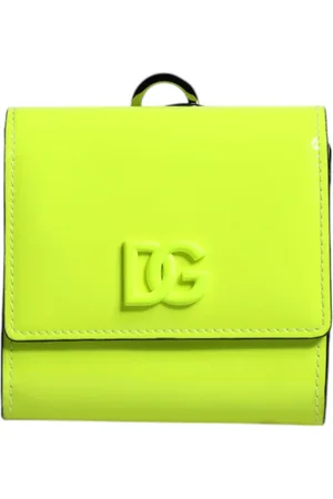 Dolce & Gabbana Yellow Bifold DG Logo Neck Strap Cardholder Wallet