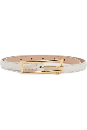 Alessandra Rich Slim leather belt with logo charm 1.5cm - 70