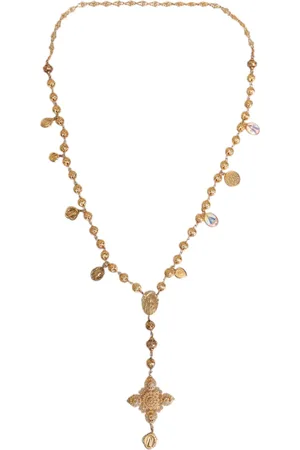 Dolce & Gabbana Gold Tone Chain Brass Beaded Statement Sicily Necklace