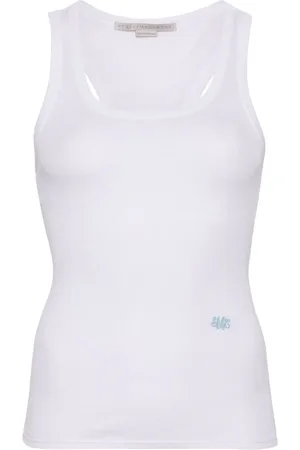 Stella McCartney Logo-embroidered tank top - 40 BLACK/WHITE