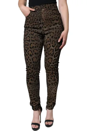 Dolce & Gabbana Leopard Cotton Skinny Denim Jeans - IT46|XL