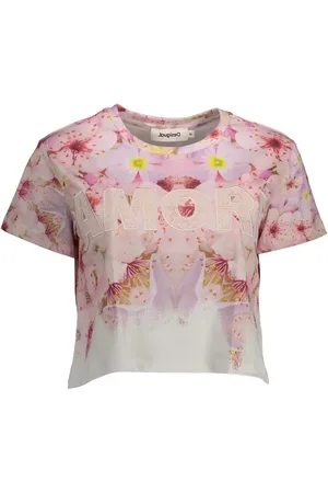 Desigual Chic Pink Embroidered Cotton Tee - M