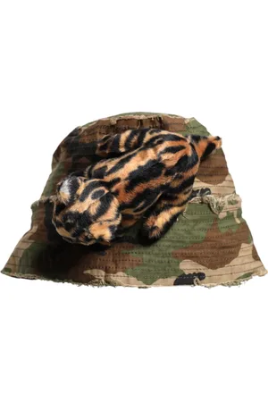 Dolce & Gabbana Multicolor Leopard Embellish Wide Brim Bucket Hat - 57 cm|S