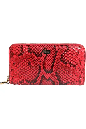 Dolce & Gabbana Red Exotic Leather Zip Around Continental Clutch Wallet