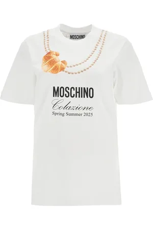 Moschino Cotton t-shirt with croissant and pearls print - M