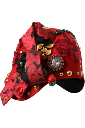 Dolce & Gabbana Crystal Gold Roses Brooch Embellished Hat