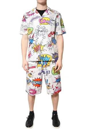 Dolce & Gabbana White Cartoon Print Cotton Men Pajama Set Sleepwear - IT37 | XS