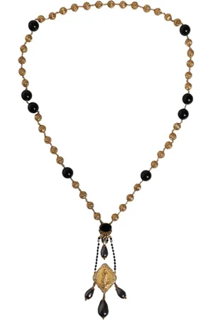 Dolce & Gabbana Gold Chain Brass Beaded Rosary Style Necklace