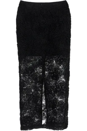 ROTATE Recycled polyester floral mesh pencil skirt - 36