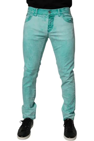 Dolce & Gabbana Green Tie Dye Cotton Skinny Men Denim Jeans - IT48 | M