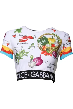 Dolce & Gabbana Multicolor Print Short Sleeves Cropped Top - IT42|M