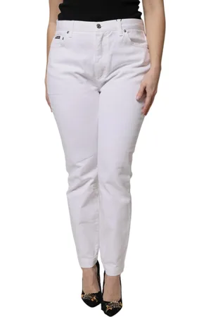 Dolce & Gabbana White Cotton Mid Waist Skinny Denim Jeans - IT48|XXL
