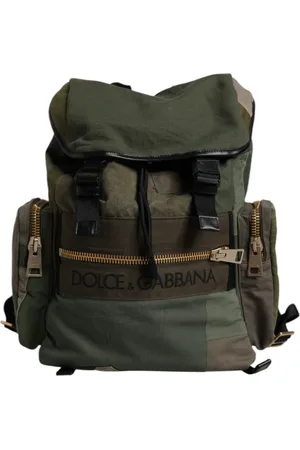 Dolce & Gabbana Military Green Patchwork School Backpack Bag