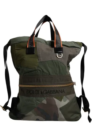 Dolce & Gabbana Military Green Patchwork Rucksack Backpack Bag