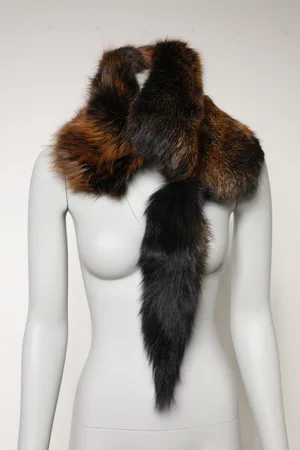 Dolce & Gabbana Brown Fox Fur Neck Warmer Winter Scarf