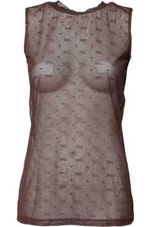 Dolce & Gabbana Brown Nylon See Through Women Sleeveless Tank Top - IT2 | S