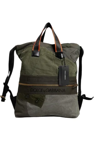Dolce & Gabbana Military Green Patchwork Rucksack Backpack Bag