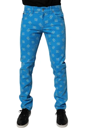 Dolce & Gabbana Blue Logo Monogram Cotton Skinny Denim Jeans - IT48 | M