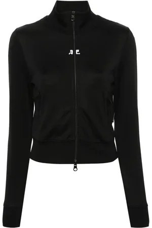 Courrèges Logo-patch zip-up sweatshirt - XS