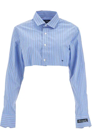 Homme Girls Super cropped striped cotton shirt - L