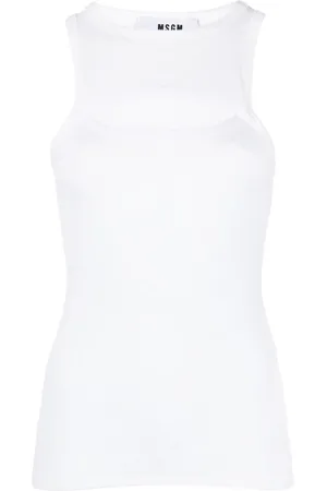Msgm Cut-out fine-ribbed tank top - XXS
