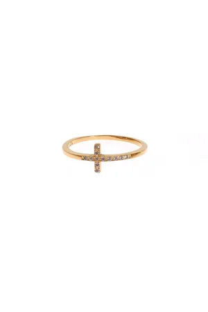 Nialaya Chic Handmade Golden CZ Crystal Ring - EU57 | US8,5