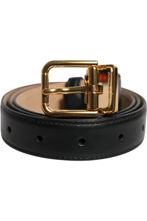 Dolce & Gabbana Black Leather Logo Metal Waist Buckle Belt - 80 cm / 32 Inches