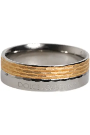 Dolce & Gabbana Gold Silver Tone Real Brass DG Logo Ring - EU58 | US9