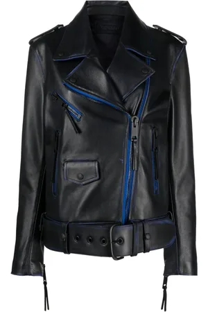 OFF-WHITE OFF WHITE contrast-trim leather jacket - 40