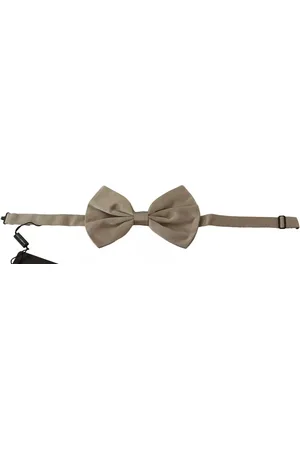 Dolce & Gabbana Silver 100% Silk Adjustable Neck Bow Tie