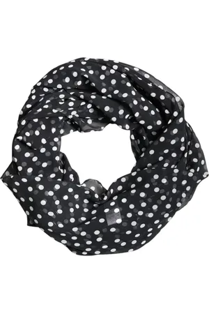 Dolce & Gabbana Black Polka Dots Polyester Wrap Shawl Scarf