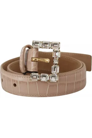 Dolce & Gabbana Leather Crystal Buckle Women Belt - 60 cm / 24 Inches
