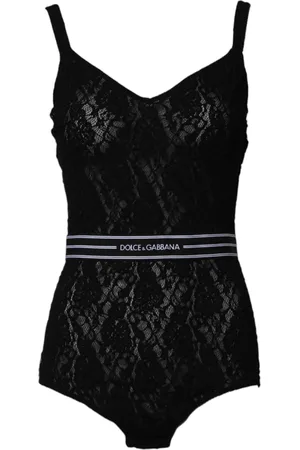 Dolce & Gabbana Black Lace Branded Elastic Lingerie Bodysuit Underwear - IT1 | XS