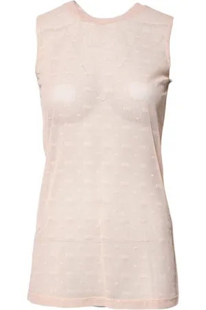 Dolce & Gabbana Beige Nylon Logo Monogram Sleeveless Tank Top - IT2 | S