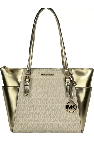 Michael Kors Charlotte Large Leather Top Zip Tote Bag Purse