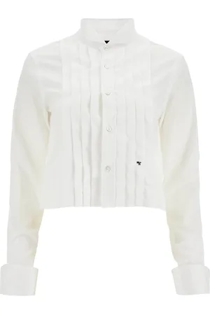 Homme Girls Cropped tuxedo shirt with wide neckline - L