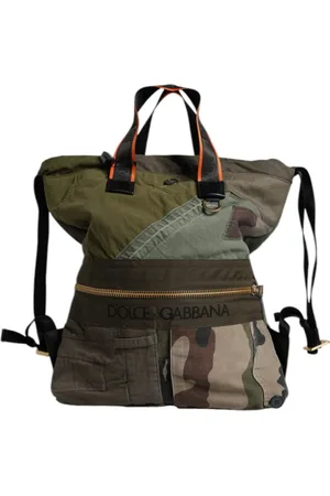 Dolce & Gabbana Military Green Patchwork Rucksack Backpack Bag