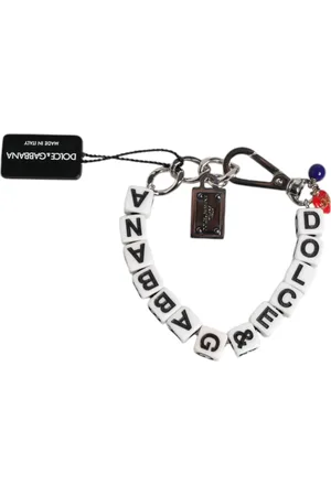 Dolce & Gabbana Silver Brass Chain Dice Logo Embellished Charm Bracelet