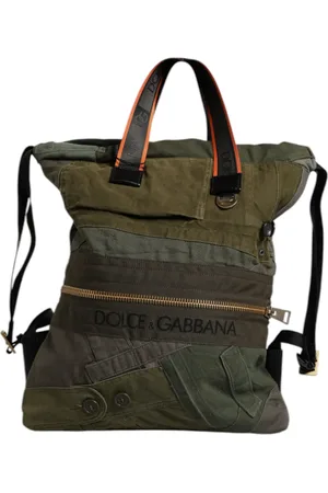 Dolce & Gabbana Military Green Patchwork Rucksack Backpack Bag