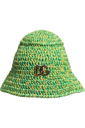 Dolce & Gabbana Green Cotton Crochet DG Logo Bucket Hat - 58 cm|M