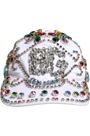 Dolce & Gabbana White Multicolor Crystal Embellish Baseball Cap - 58 cm|M