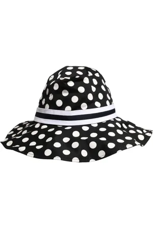 Dolce & Gabbana Black White Polka Dot Wide Brim Bucket Hat - 57 cm|S