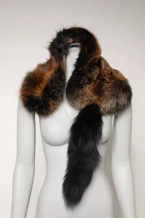 Dolce & Gabbana Brown Fox Fur Neck Warmer Winter Scarf