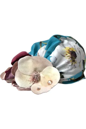 Dolce & Gabbana Blue Floral Motif Turban Head Hat Women