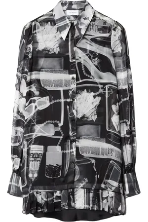 OFF-WHITE X-Ray-print silk shirt dress - 40
