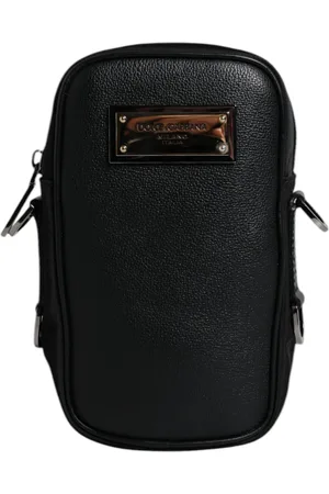 Dolce & Gabbana Black Nylon Leather Logo Plaque Crossbody Sling Bag