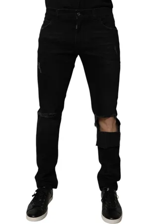 Dolce & Gabbana Black Ripped Cotton Skinny Men Denim Jeans - IT50 | L